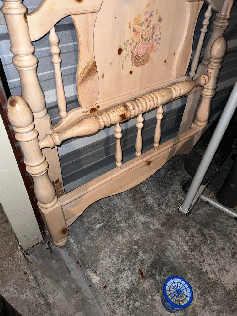 Solid. Natural Wood Twin size Bed.