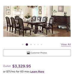 Formal Holiday Dining Table With 8 Chairs & Extender