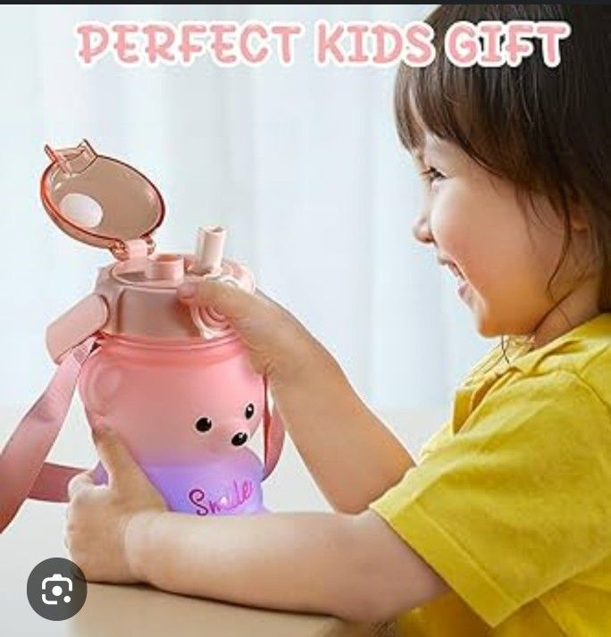 Pink And Purple Bear Cup With Strap To Wear It New