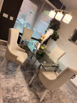 Glass dining table with 4 dining Chairs