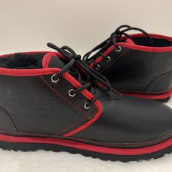 New! UGG®  Black & Samba Red Leather Neumel Boot. Size 11
