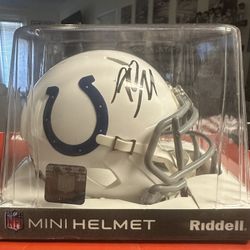 Riley Leonard Signed Indianapolis Colts Riddell Speed Mini Helmet JSA