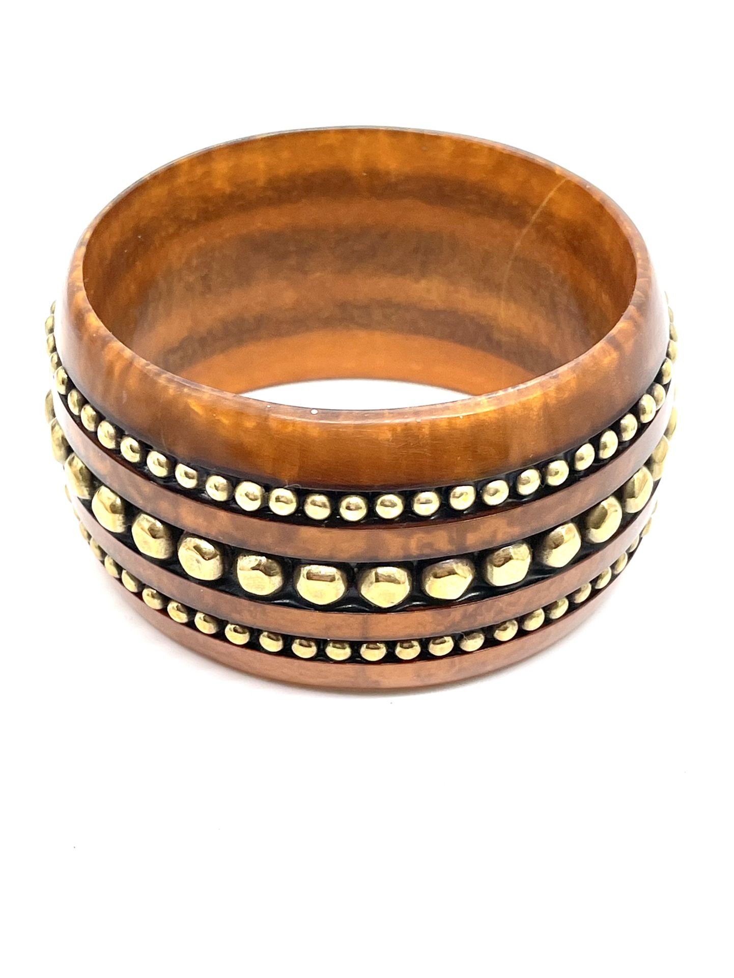 Vintage Root Beer Bakelite Embellished Bangle