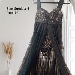 New Black Formal Dress With Body Suit- Size: Small