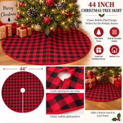44-Inch Buffalo Plaid Christmas Tree Skirt