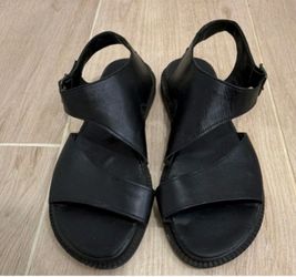 Made in Italy Black Strappy Buckle Women's Leather Sandals EU 33 US 7.5