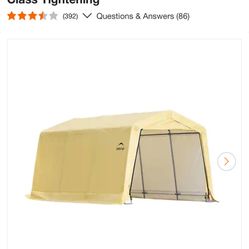ShelterLogic 10 ft. W x 15 ft. D x 8 ft. H PE Garage without Floor in Tan w/ Patented Stabilizers and Best-in-Class Tightening