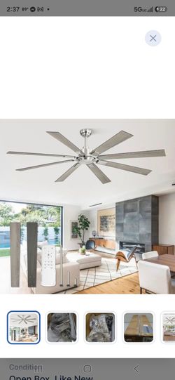 NEW Zmishibo 8-Blade Large Industrial Ceiling Fan - Brushed Nickel