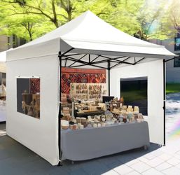 White Pop-Up Canopy Tent with Sidewalls