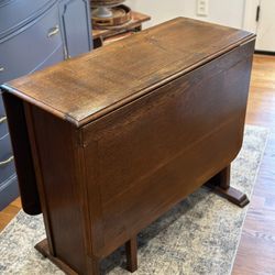 Antique Drop Leaf Wooden Farmhouse Table