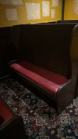 Vintage mid 20th century  well preserved pew bench with Cushion