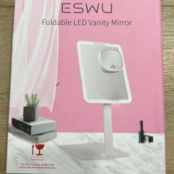 Foldable LED vanity mirror