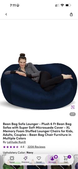 Latitude Run 6 Ft Bean Bag Sofa Lounger – Navy
