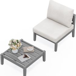 Patio Furniture Set, 2 Pieces Outdoor Sectional Sofa Set, 