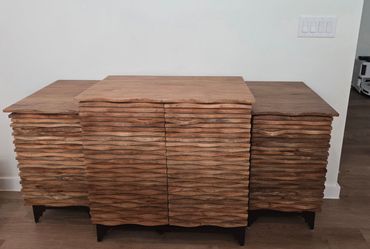 At Home Wave-Wood Buffet Set — 3 Pieces