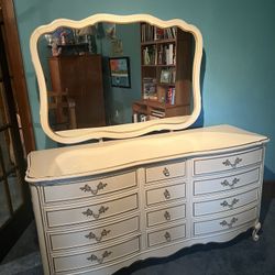 Vintage French provincial Dresser With Mirror