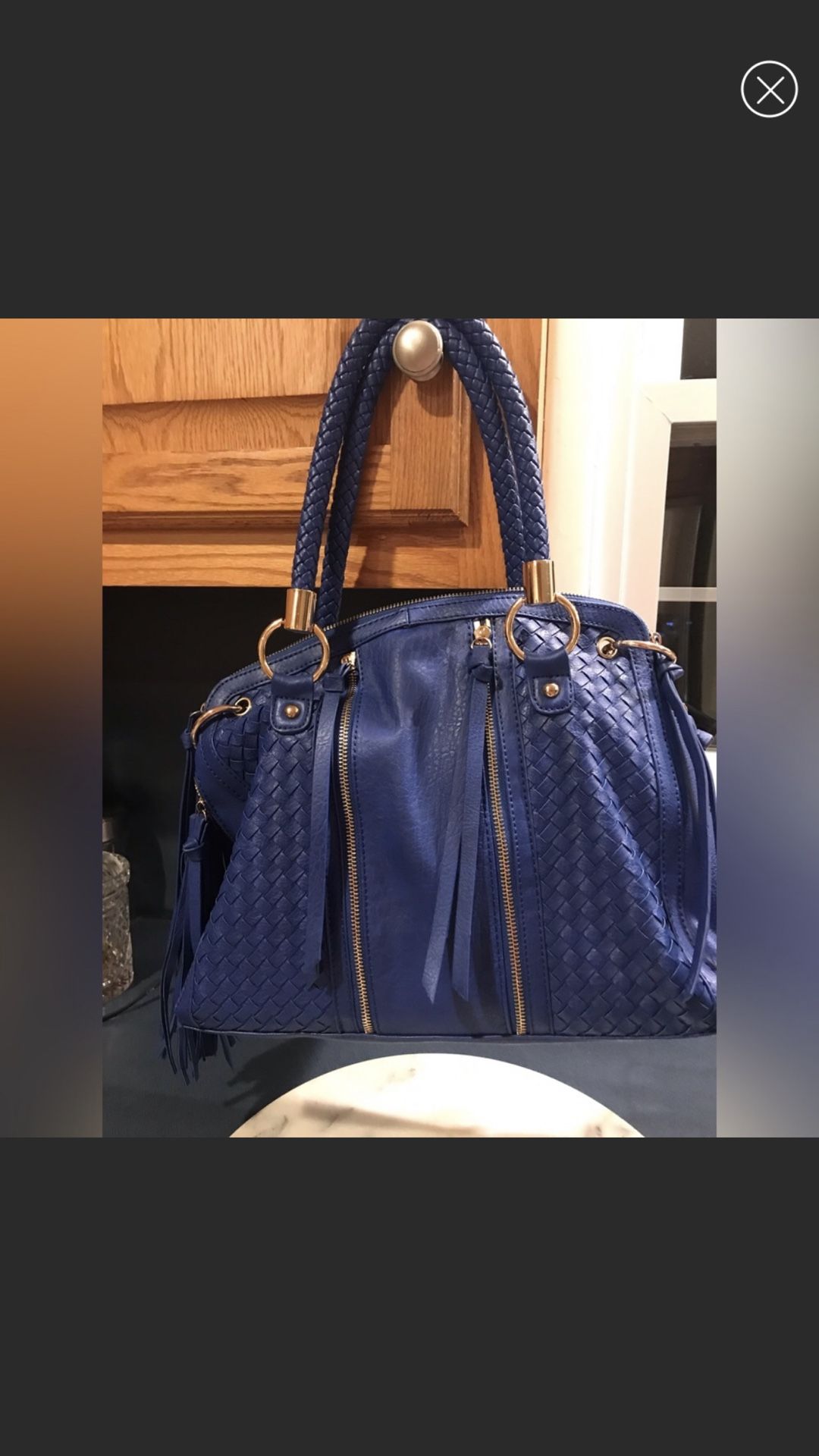 Urban Expressions Blue Bag With Gold Hardware