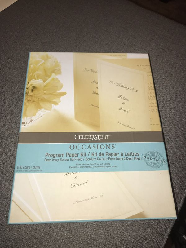 Occasions Pearl Ivory Border Half Fold Program Paper Kit By