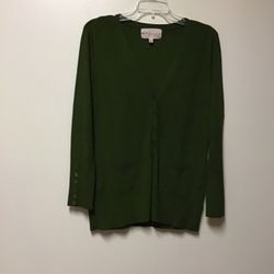 Women’s PHILOSOPHY Rayon/nylon green button front cardigan sweater… Size small… Runs big