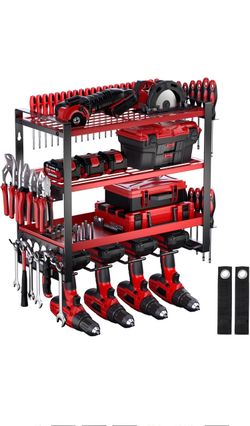 3-Tier Metal Garage Tool Organizer Rack