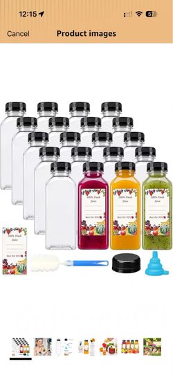 ❤️‍🔥 #R4）200pcs 12oz Plastic Juice Bottles with Caps，$80