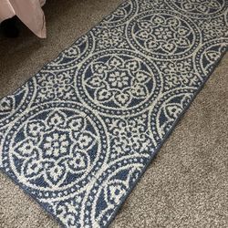 Blue and White Floor Runner