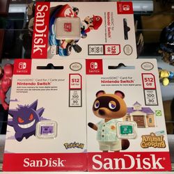 Nintendo Switch OLED Lite SanDisk Micro SDXC Card Mario 128GB / Pokémon & Animal Crossing 512GB New Factory Sealed NRFP MISP
