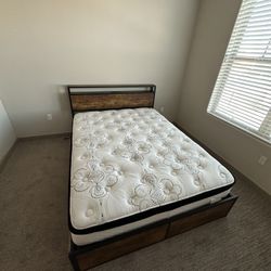 Queen Size Mattress And Electric Frame With Drawers