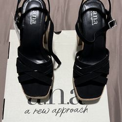 a.n.a Black Wedges Size 7