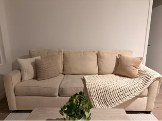 Mathers Cream Beige Fabric 91" Sofa | Loose Reversible Back