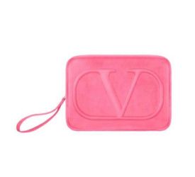 Valentino Mini Pink Crushed Velvet Wristlet. New