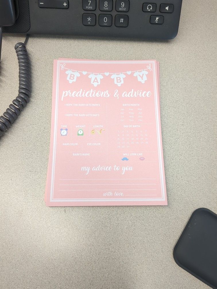 Pink Predictions & Advice Baby Cards