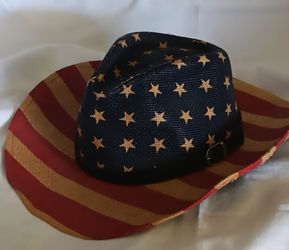USA FLAG STRAW COWBOY HAT