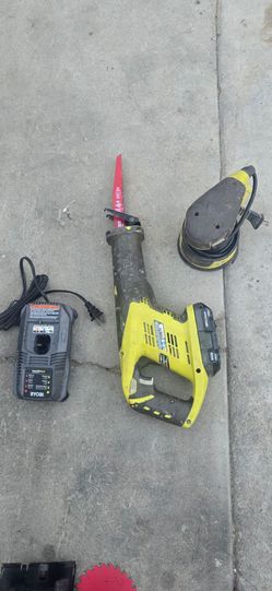 Ryobi 18V ONE+ Cordless Reciprocating Saw  and Ryobi Corner Cat  finish sander