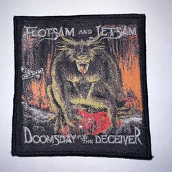 FLOTSAM AND JETSAM, DOOMSDAY FOR THE DECEIVER,  SEW ON BLACK BORDER WOVEN PATCH