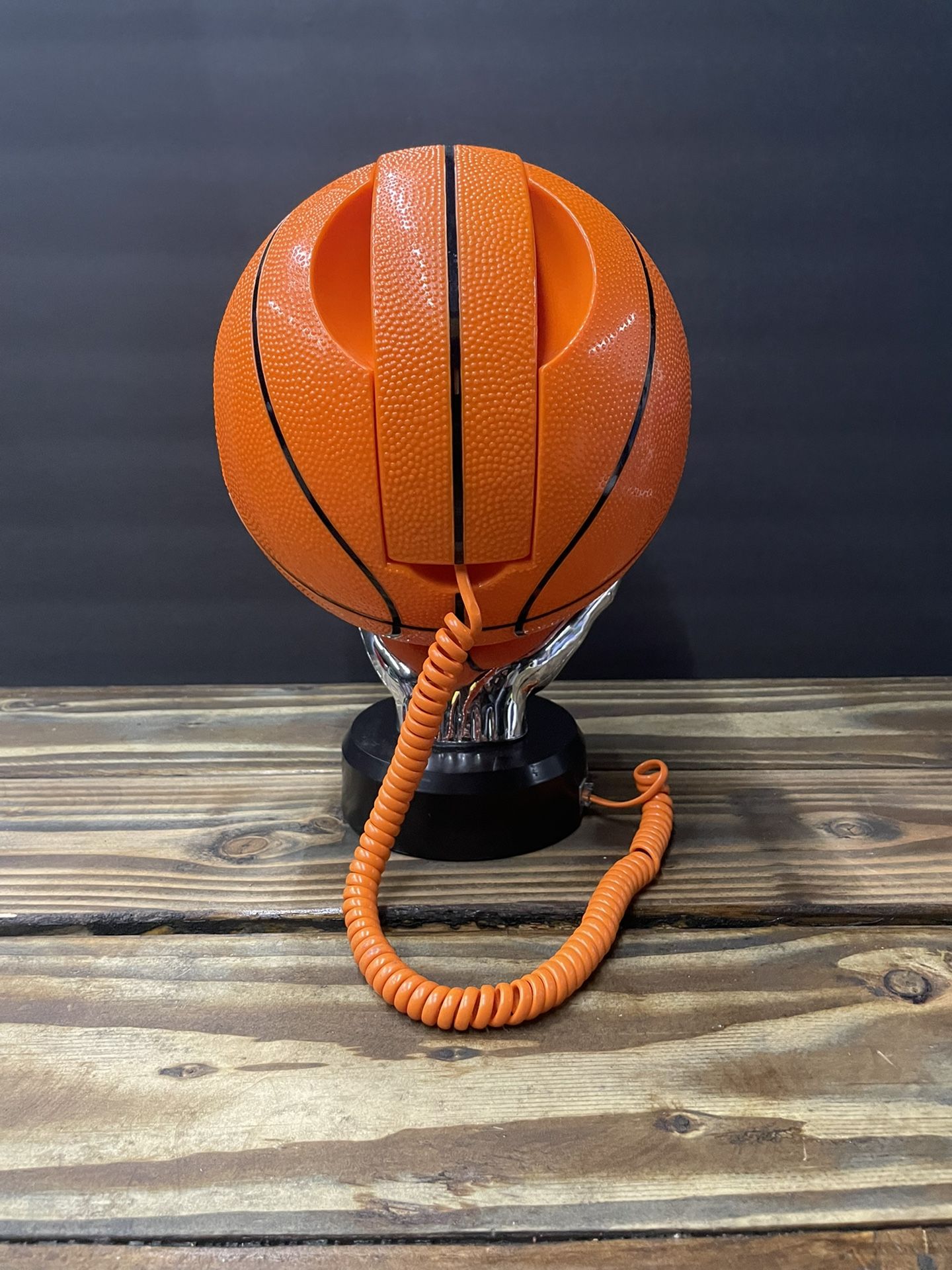 Vintage 1990s Official NBA Basketball Phone Orange Silver Hand Columbia Tel