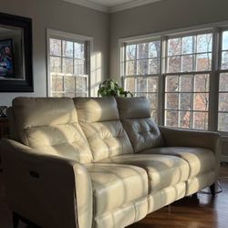 Timmons Leather Power Reclining Sofa with Power Headrest – Like New