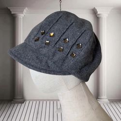 🎩 Chic Elle Wool Beanie Hat with Gem Accents