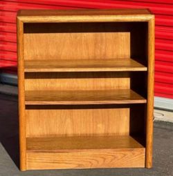 Antique Oak Wood 3-Shelf Bookcase