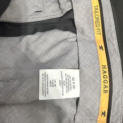 Haggar Tailored Fit Black Suit 36 Regular with paint brand new