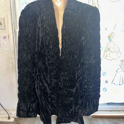 Women's GENESIO BY SUNNY CHAYES Black Velvet Vintage Coat Made In USA Sz M