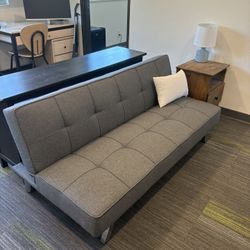 Gray Futon / Couch - Folds Into Twin Sized Bed