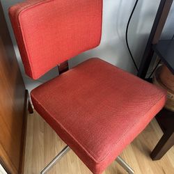 Vintage Mid Century MCM Red Fabric Swivel Chair