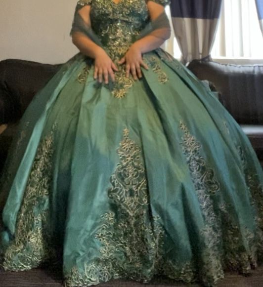 Emerald Green / Gold Quince Dress