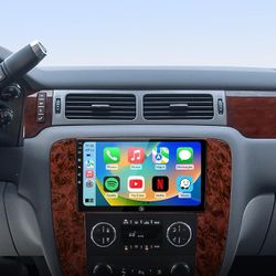 Car Radio Stereo Chevy Chevrolet Silverado 2007-2013 Tahoe Suburban GMC Sierra Yukon, CarPlay Android Auto, 9” Touchscreen, Bluetooth, Backup Camera