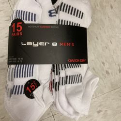 NWT Layer 8 No Show Cushioned Socks 15 pairs 