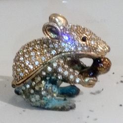 Mouse Eating Statue Metal Brass Cloisonné Brass Feng Shui Jewel With Trinket