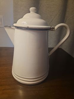 Vintage White Enamel Coffee Pot