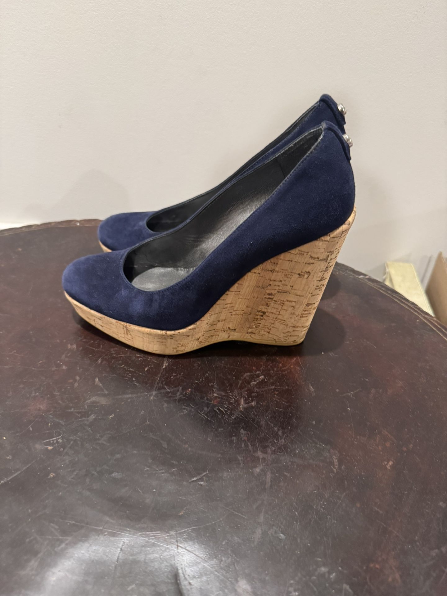Stuart Weitzman Navy Suede Wedges Size 7