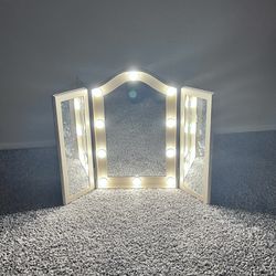 Vanity-lighted Tri Fold Mirror 